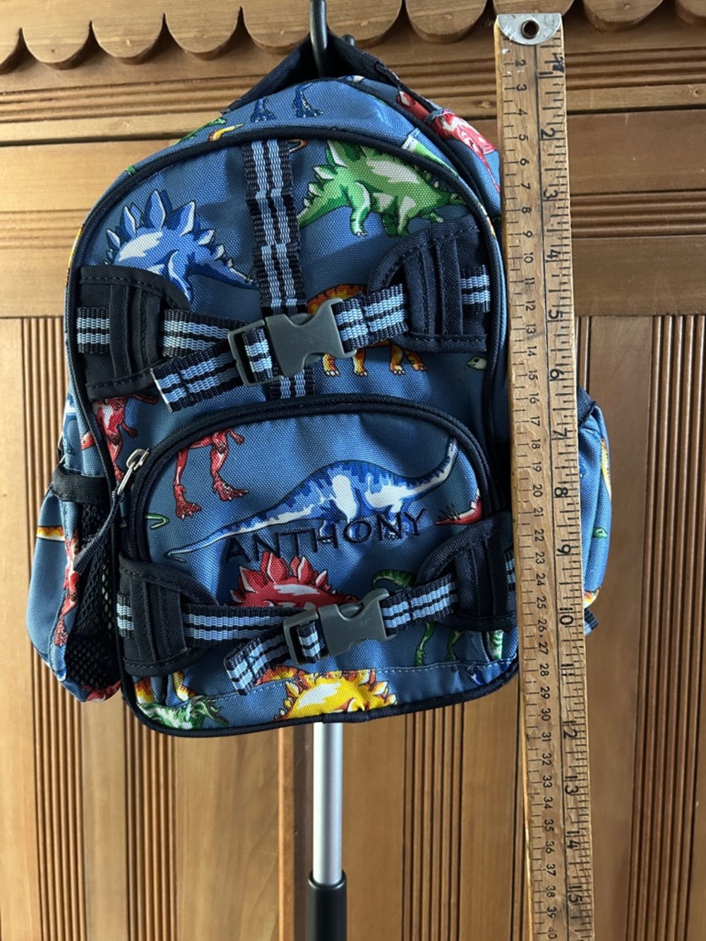 Pottery Barn Kids Personalized Kids Blue Dinosaur Backpack - Anthony - Picture 15 of 16